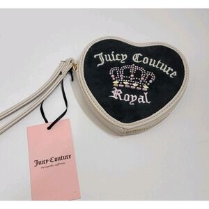 NEW! Juicy Couture Juicy Kingdom‎ Heart CROWN ROYAL Rhinestones Zip Wristlet